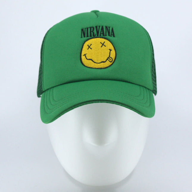 Nirvana Unisex Logo & Happy Face Mesh Back Trucker Baseball Cap