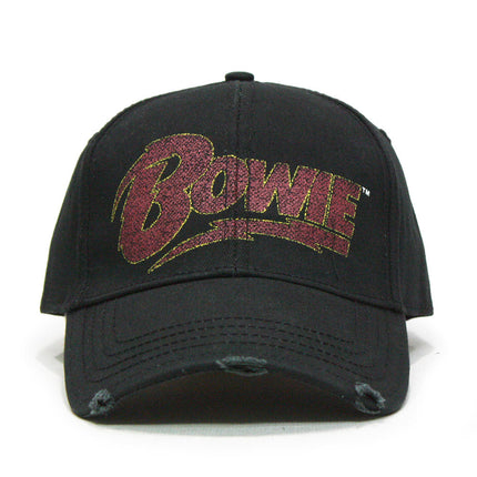David Bowie Flash Logo Velcro Adjustable Vintage Frayed Distressed Baseball Cap