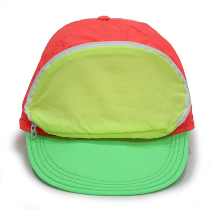 Cap Sac Adjustable Cap with Pocket Tri-color Sherbert - Orange/Green/Yellow