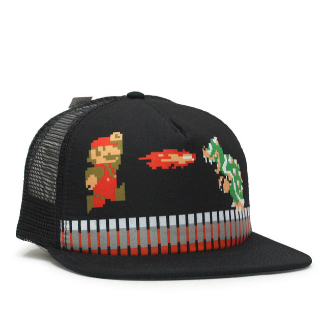 Nintendo Super Mario Black Flat Brim Trucker Snapback Baseball Cap