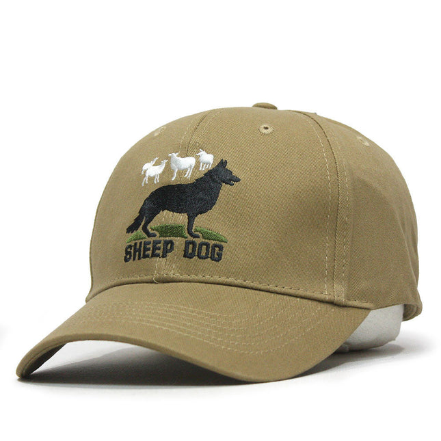 Embroidered Sheepdog and Sheep Low Profile Baseball Cap - Coyote Brown