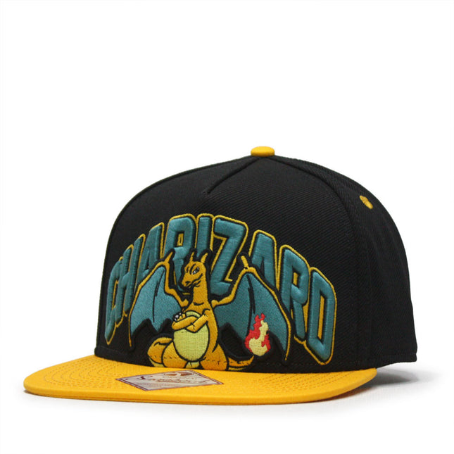 Pokemon Embroidered Charized Snapback Flat Brim Baseball Cap