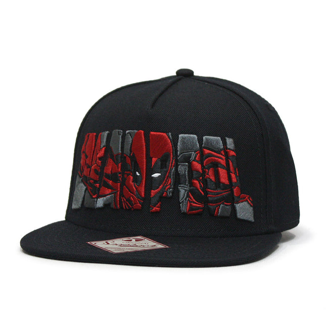 Marvel Kawaii Deadpool Embroidered Flat Brim Snapback Adjustable Baseball Cap
