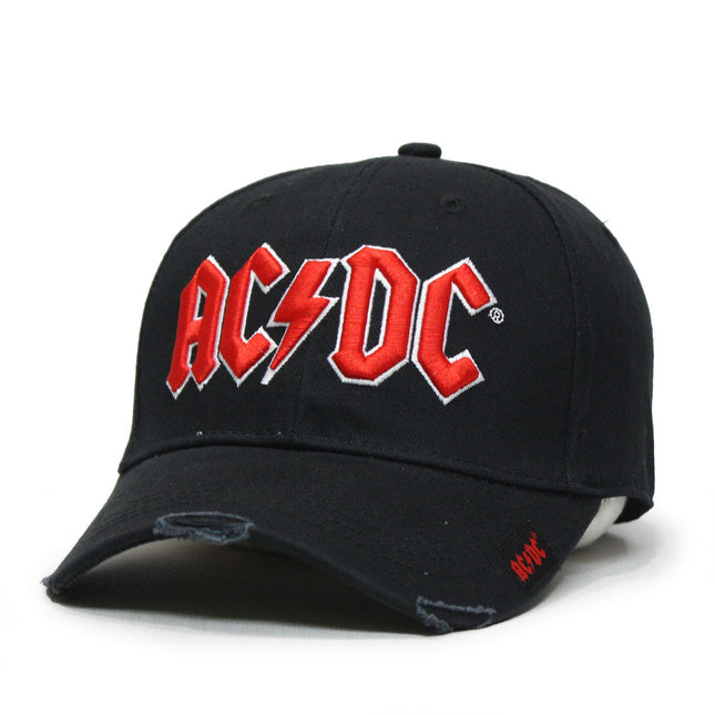 AC/DC Unisex Red on White Hard Rock Distressed Adjustable Dad Hat Baseball Cap