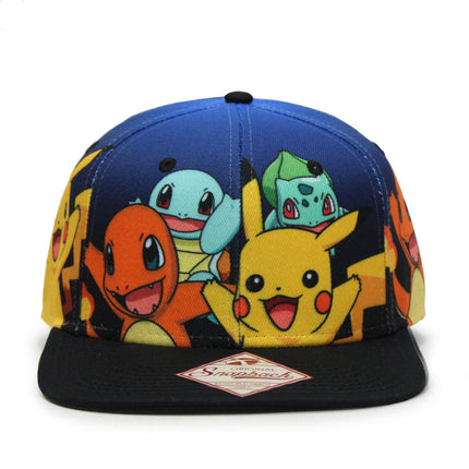 Pokemon Pikachu Group Gradient Sublimated Snapback Baseball Cap