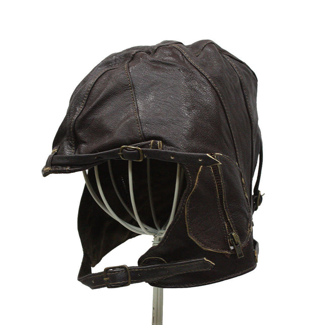 WWII Replica Vintage Style Leather Pilots Helmet Aviator Military Cap