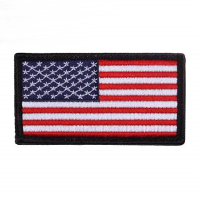American Hook Back Flag Patch - Red White Blue with Black Boarder