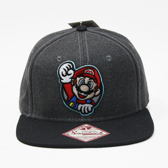 Nintendo Super Mario Gray Snapback Flat Brim Baseball Cap