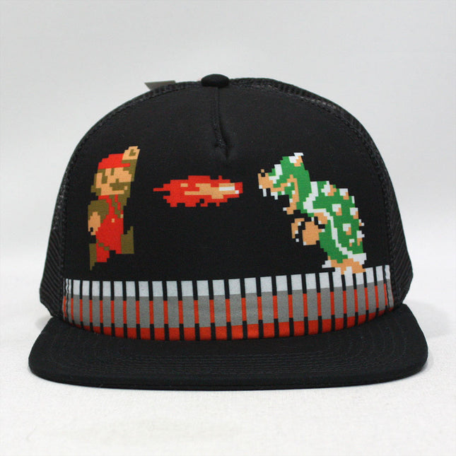 Nintendo Super Mario Black Flat Brim Trucker Snapback Baseball Cap