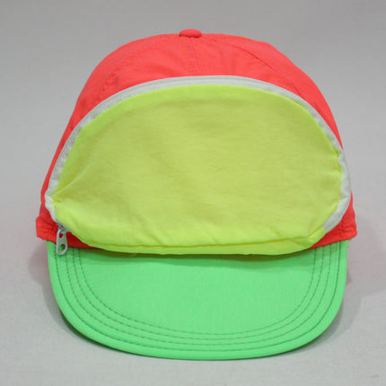 Cap Sac Adjustable Cap with Pocket Tri-color Sherbert - Orange/Green/Yellow