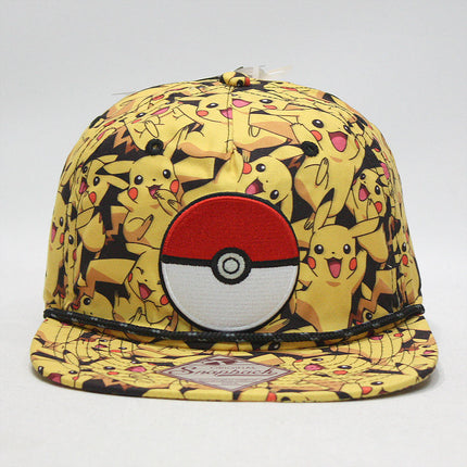 Pokemon Sublimated Pikachu, Embroidered Pokeball Snapback Baseball Cap