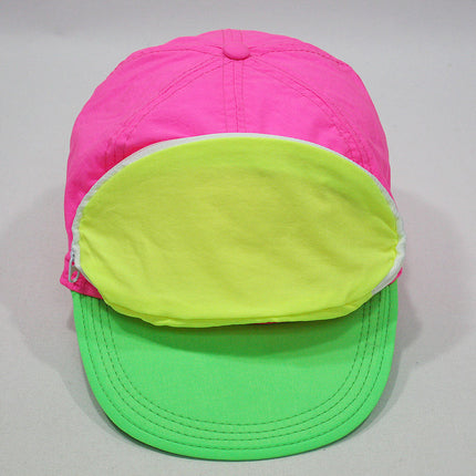 Cap Sac Adjustable Cap with Pocket Tri-Color - Pink/Yellow/Green