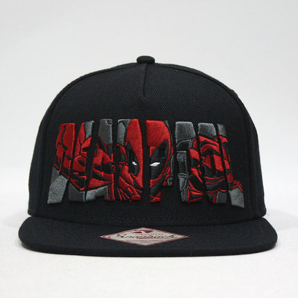 Marvel Kawaii Deadpool Embroidered Flat Brim Snapback Adjustable Baseball Cap