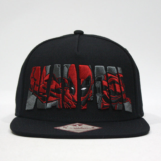 Marvel Kawaii Deadpool Embroidered Flat Brim Snapback Adjustable Baseball Cap