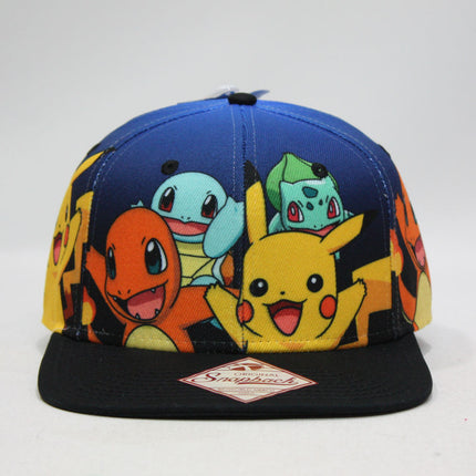 Pokemon Pikachu Group Gradient Sublimated Snapback Baseball Cap