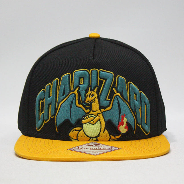 Pokemon Embroidered Charized Snapback Flat Brim Baseball Cap