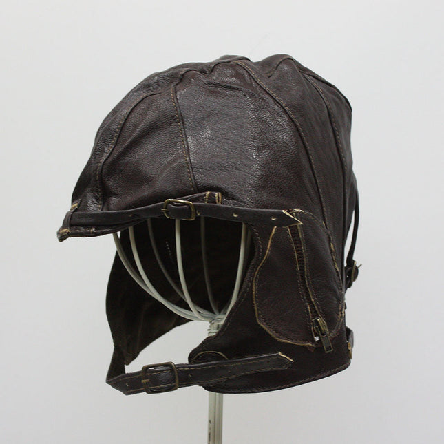 WWII Replica Vintage Style Leather Pilots Helmet Aviator Military Cap