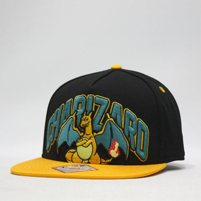 Pokemon Embroidered Charized Snapback Flat Brim Baseball Cap