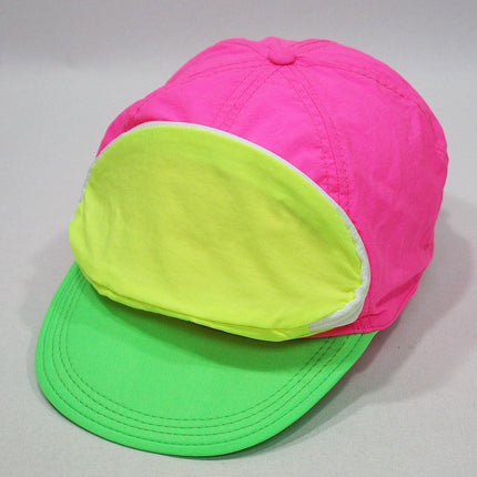 Cap Sac Adjustable Cap with Pocket Tri-Color - Pink/Yellow/Green