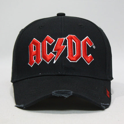 AC/DC Unisex Red on White Hard Rock Distressed Adjustable Dad Hat Baseball Cap