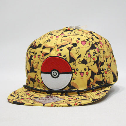 Pokemon Sublimated Pikachu, Embroidered Pokeball Snapback Baseball Cap