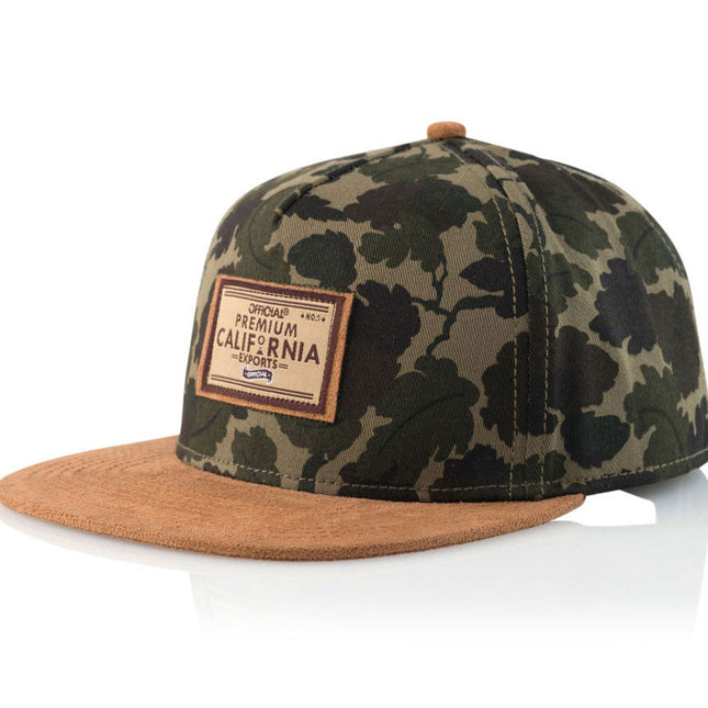 P.C.E. Camo Suede Flat Visor Adjustable Strap Back Baseball Cap