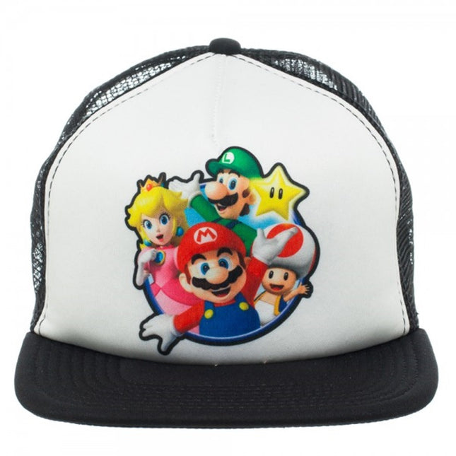 Nintendo Super Mario Group Flat Brim Mesh Adjustable Snapback Trucker Baseball Cap