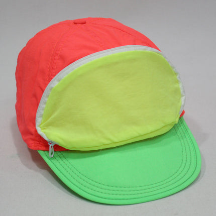 Cap Sac Adjustable Cap with Pocket Tri-color Sherbert - Orange/Green/Yellow