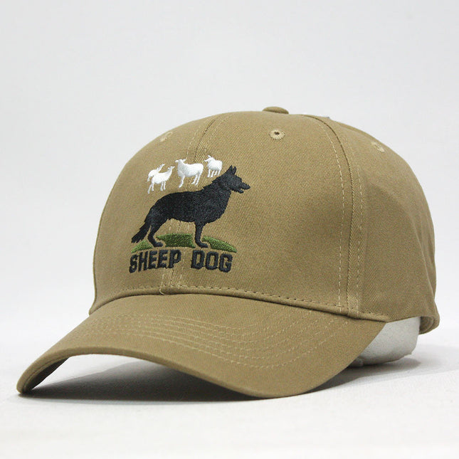 Embroidered Sheepdog and Sheep Low Profile Baseball Cap - Coyote Brown