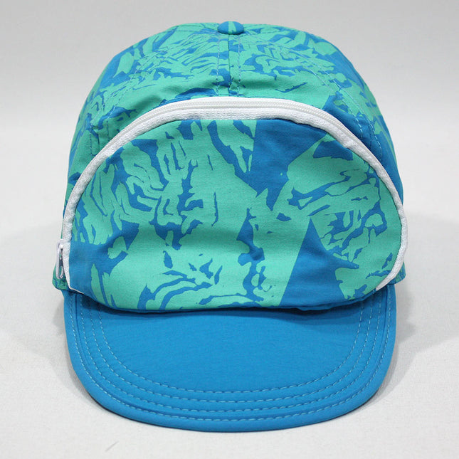 Cap Sac Adjustable Cap with Pocket Tri Angles Blue Turquoise