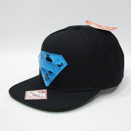 Superman Acrylic Logo Flat Brim Adjustable Snapback Baseball Cap