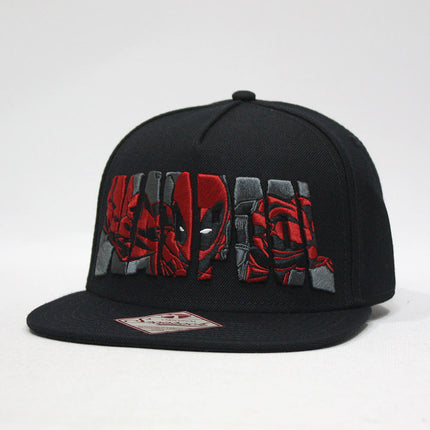 Marvel Kawaii Deadpool Embroidered Flat Brim Snapback Adjustable Baseball Cap