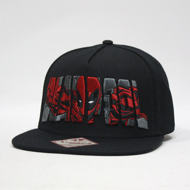 Marvel Kawaii Deadpool Embroidered Flat Brim Snapback Adjustable Baseball Cap