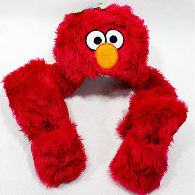 Sesame Street Elmo Juniors Red Winter Hat with Gloves Snood