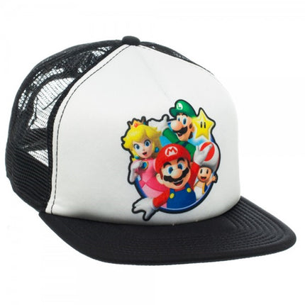 Nintendo Super Mario Group Flat Brim Mesh Adjustable Snapback Trucker Baseball Cap