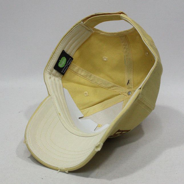 The Beatles Classic Drop T Logo Cream Distressed Adjustable Baseball Cap