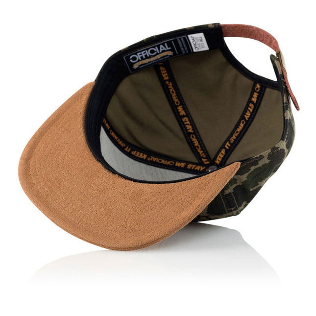 P.C.E. Camo Suede Flat Visor Adjustable Strap Back Baseball Cap