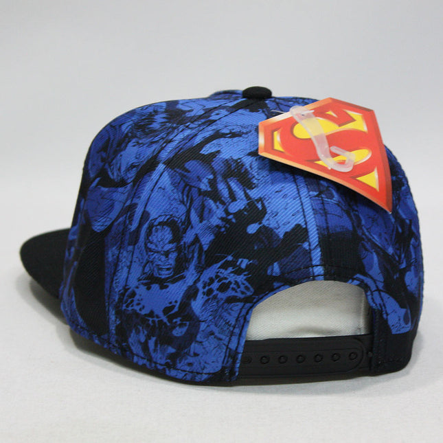Superman All Over Print Camo Blue Flat Brim Adjustable Snapback Baseball Cap