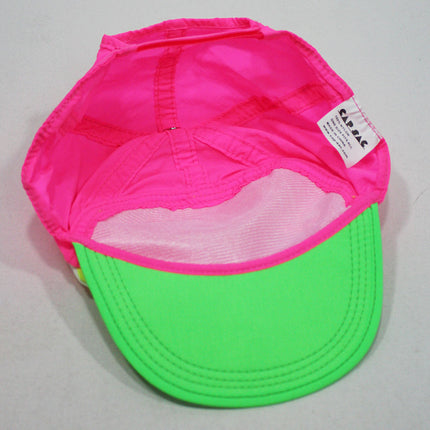Cap Sac Adjustable Cap with Pocket Tri-Color - Pink/Yellow/Green