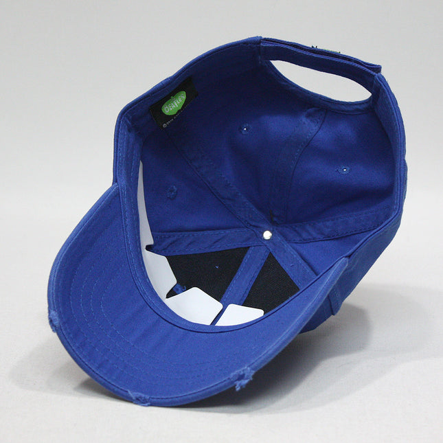 The Beatles Classic Drop T Logo Distressed Adjustable Baseball Cap Royal