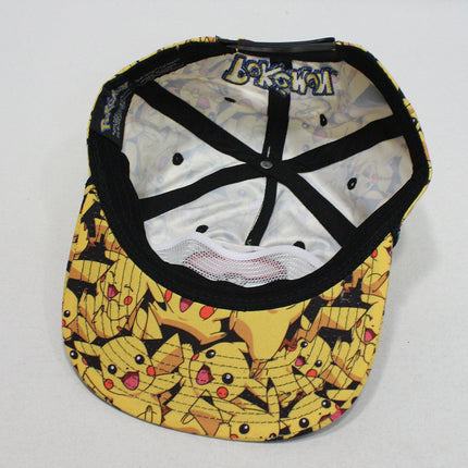 Pokemon Sublimated Pikachu, Embroidered Pokeball Snapback Baseball Cap