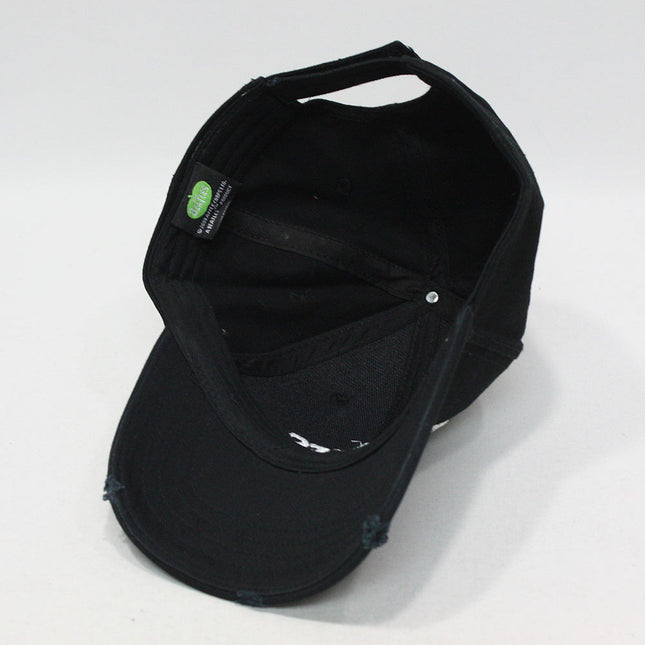 The Beatles Classic Drop T Logo Black Distressed Adjustable Baseball Cap