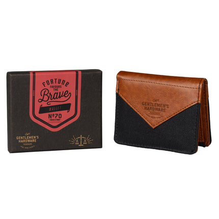 Gentlemen's Hardware Leather Accent Slim Bi Fold Canvas Wallet Charcoal Gray