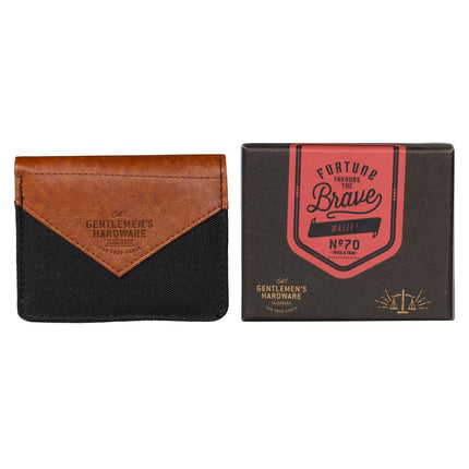Gentlemen's Hardware Leather Accent Slim Bi Fold Canvas Wallet Charcoal Gray