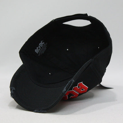 AC/DC Unisex Red on White Hard Rock Distressed Adjustable Dad Hat Baseball Cap