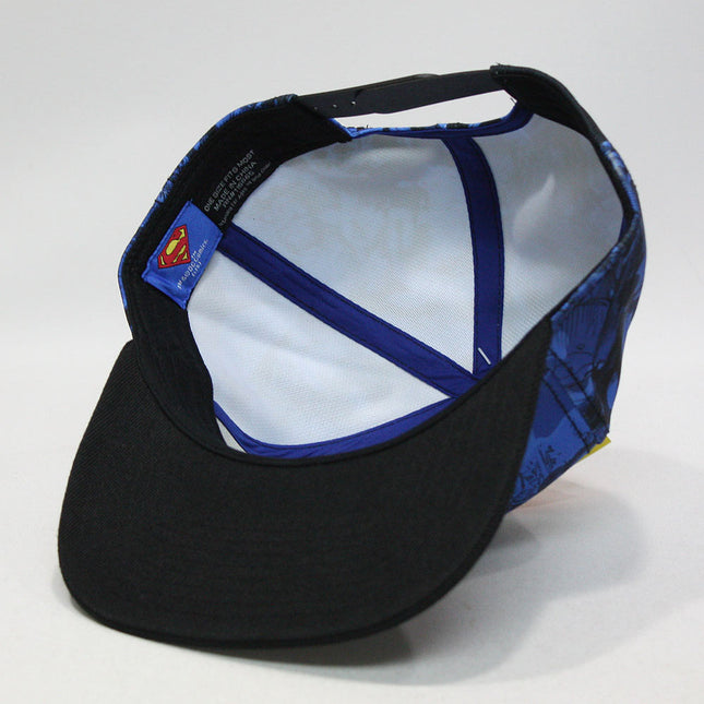 Superman All Over Print Camo Blue Flat Brim Adjustable Snapback Baseball Cap