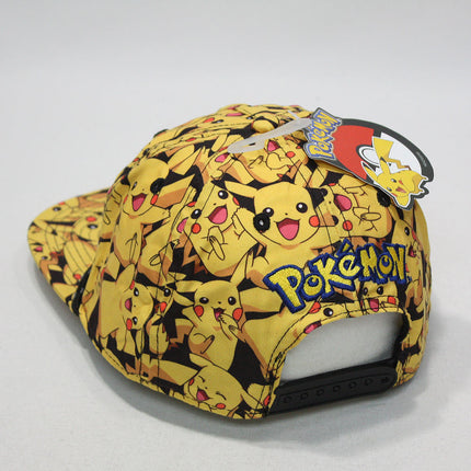Pokemon Sublimated Pikachu, Embroidered Pokeball Snapback Baseball Cap