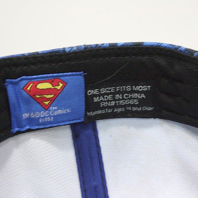 Superman All Over Print Camo Blue Flat Brim Adjustable Snapback Baseball Cap
