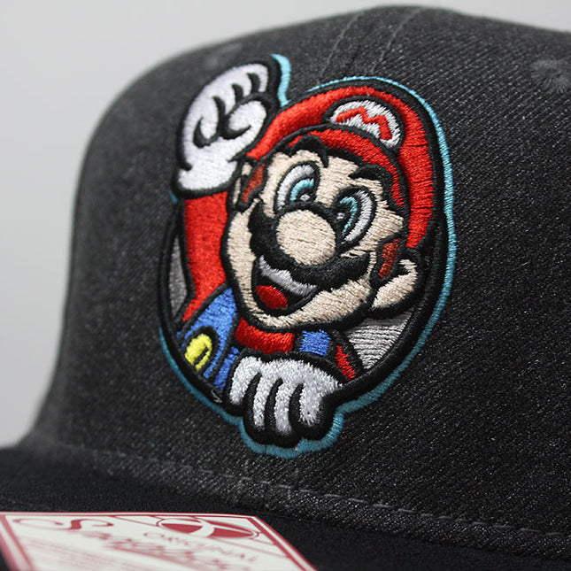 Nintendo Super Mario Gray Snapback Flat Brim Baseball Cap