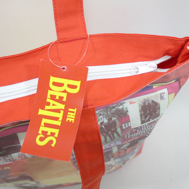 The Beatles Cotton Tote Bag with Zip Top 1s Red